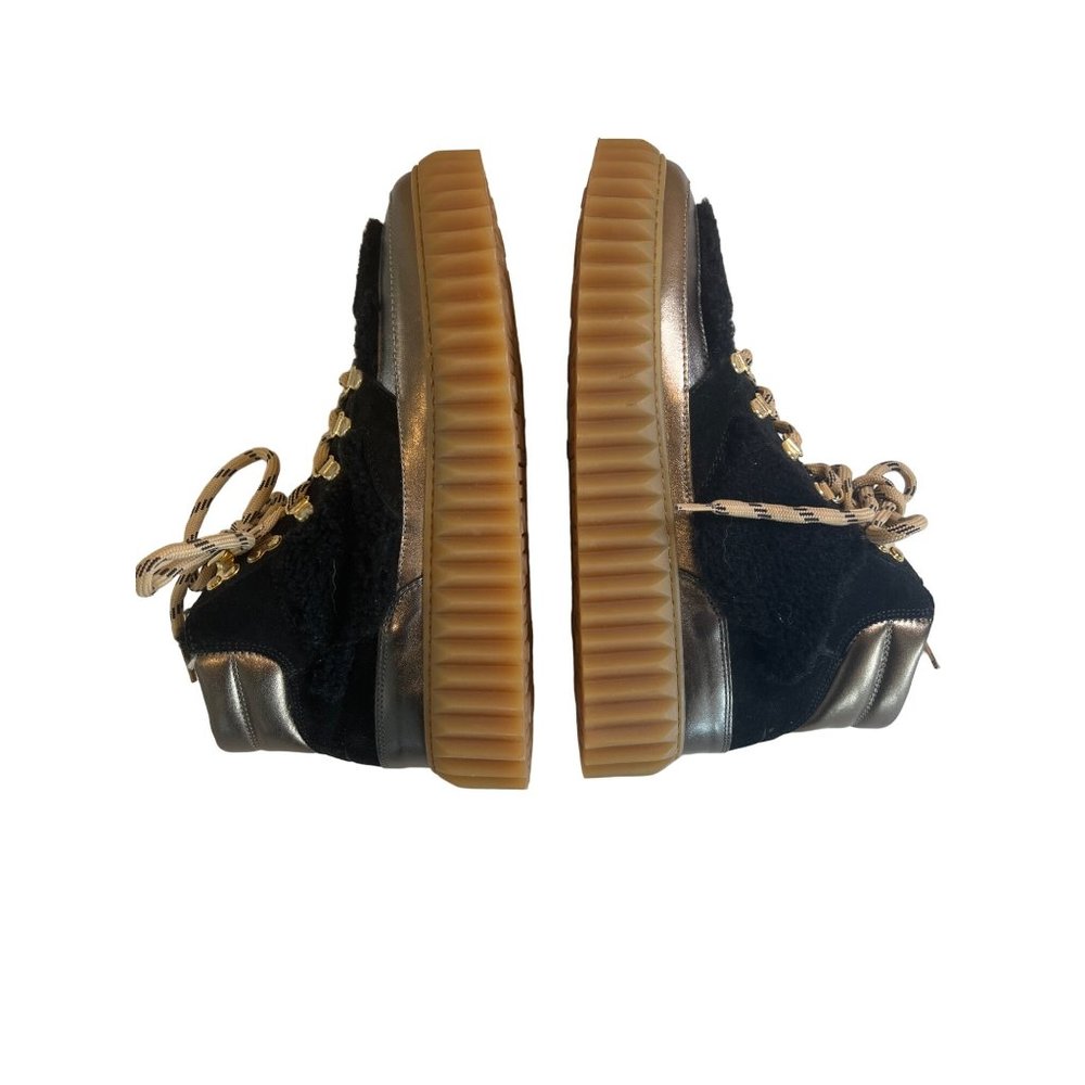 New Voile Blanche Eva Shearling Metallic Leather Womens Hiking Boots Black EU 40 - Picture 5 of 13